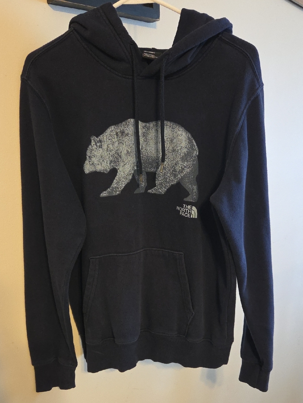 The North Face Navy Pullover Hoodie with Bear Graphic